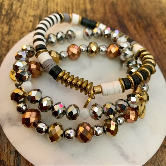 Erimish set of three new bracelets black and gold - Picture 3 of 8